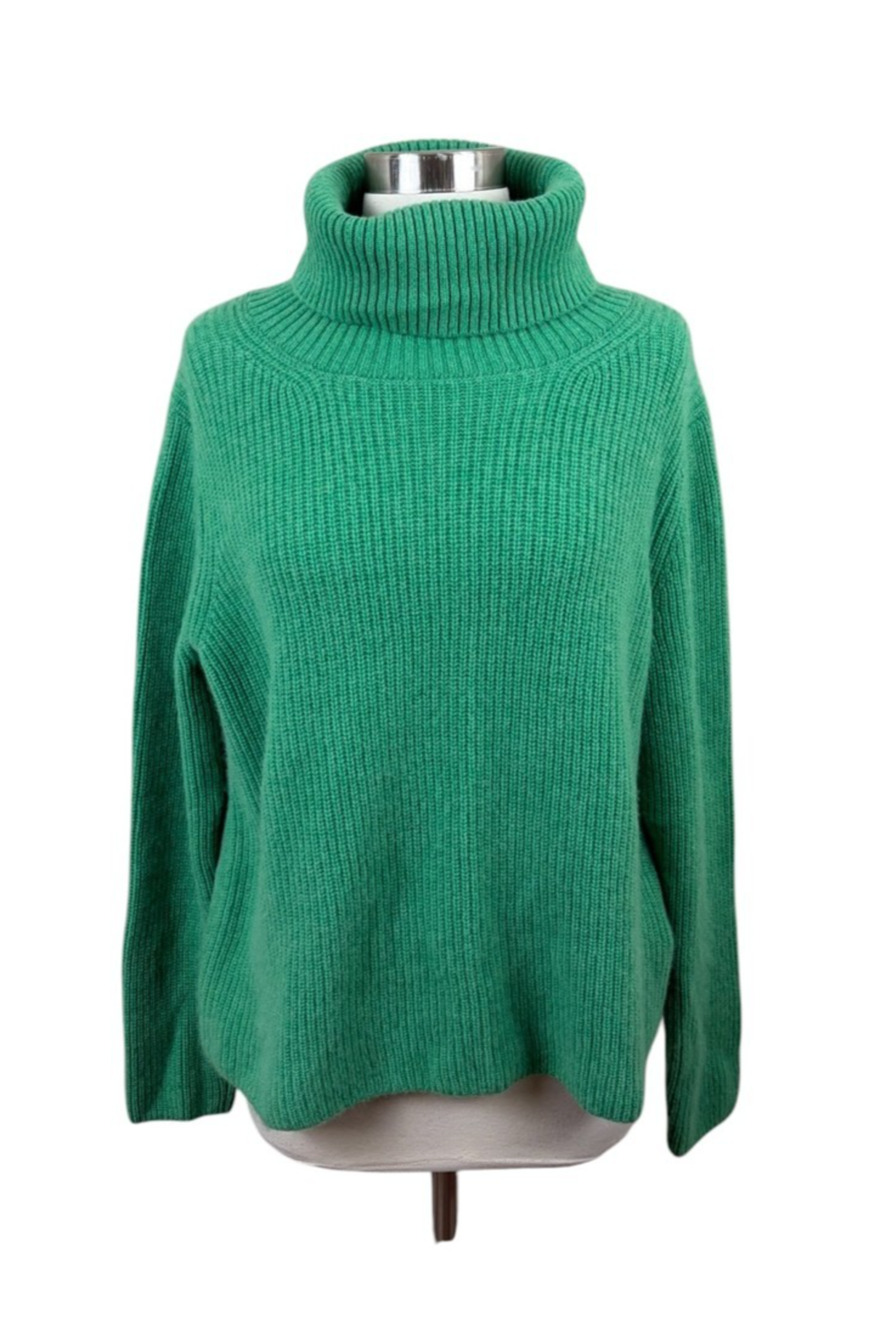 Banana Republic M 100% Cashmere Relaxed Sweater Ribbed Jade Pool Green READ
